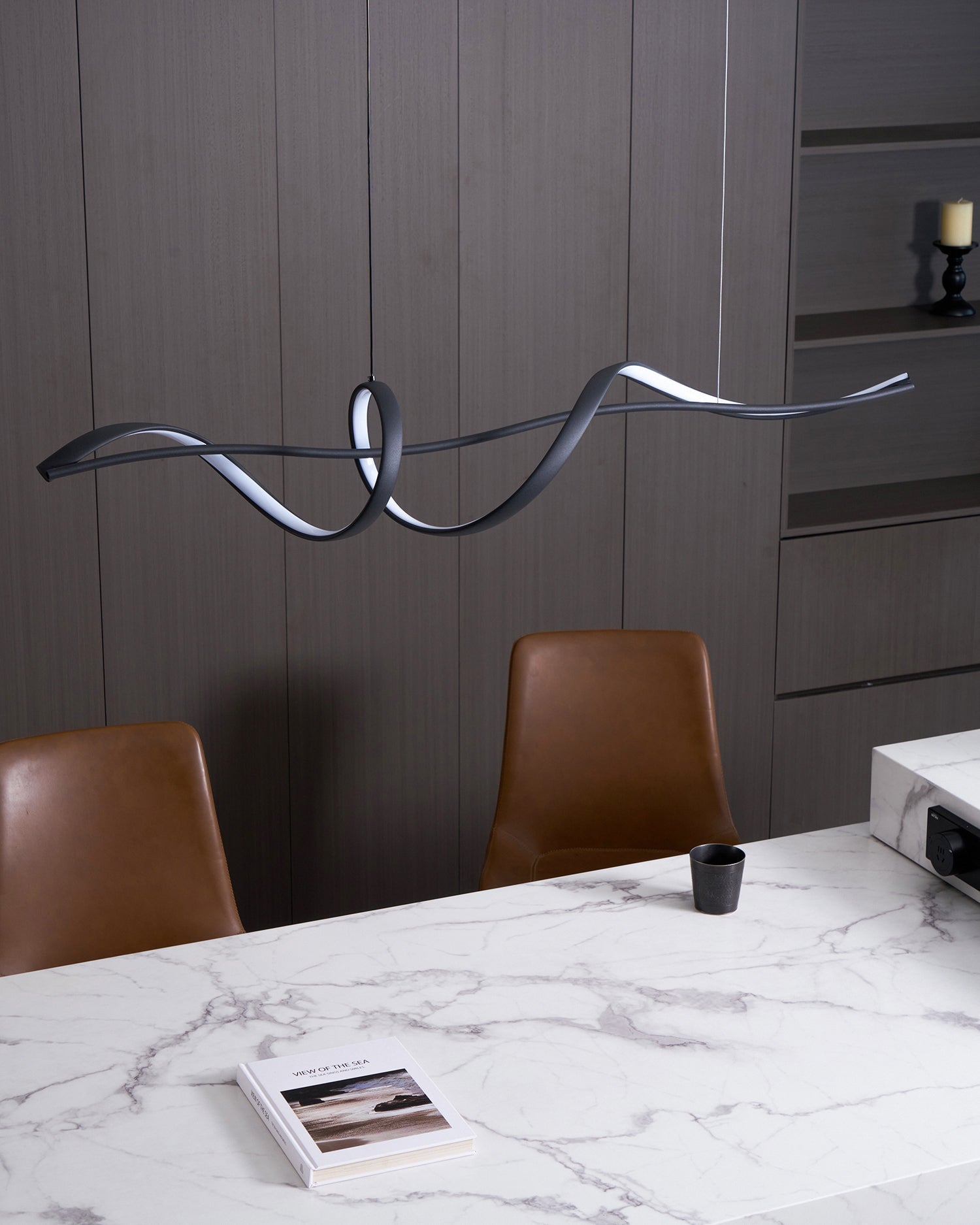 Aveline Modern Black LED Wave Pendant Light - Neutralighting