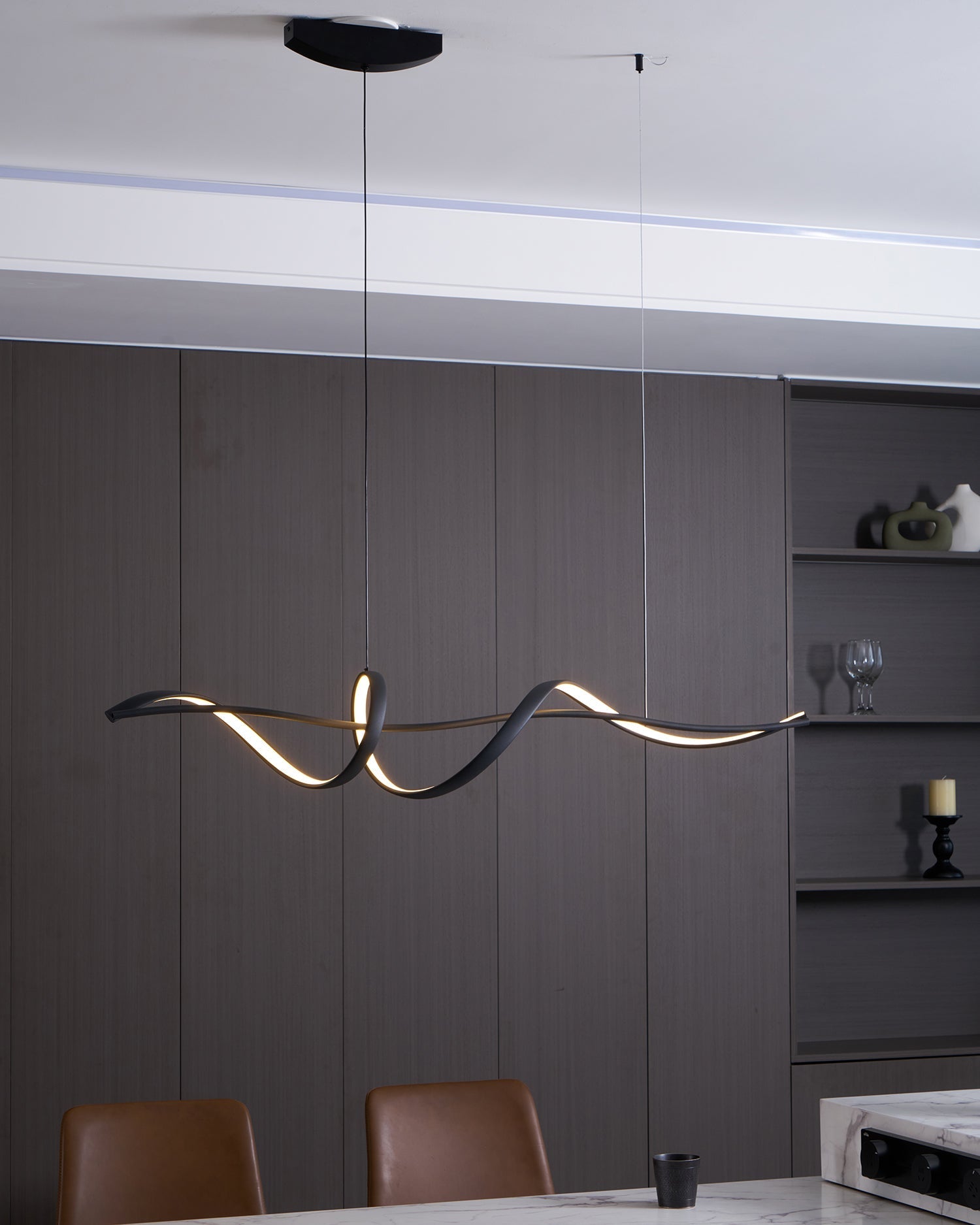 Aveline Modern Black LED Wave Pendant Light - Neutralighting