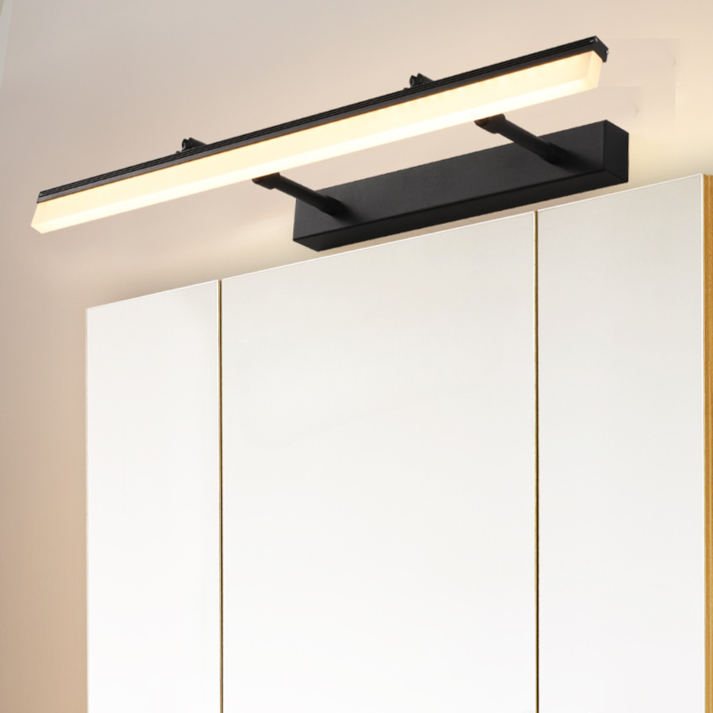 Arisha Minimalist Linear Cylindrical Metal/Acrylic Wall Lamp, Black, Bathroom - Neutralighting