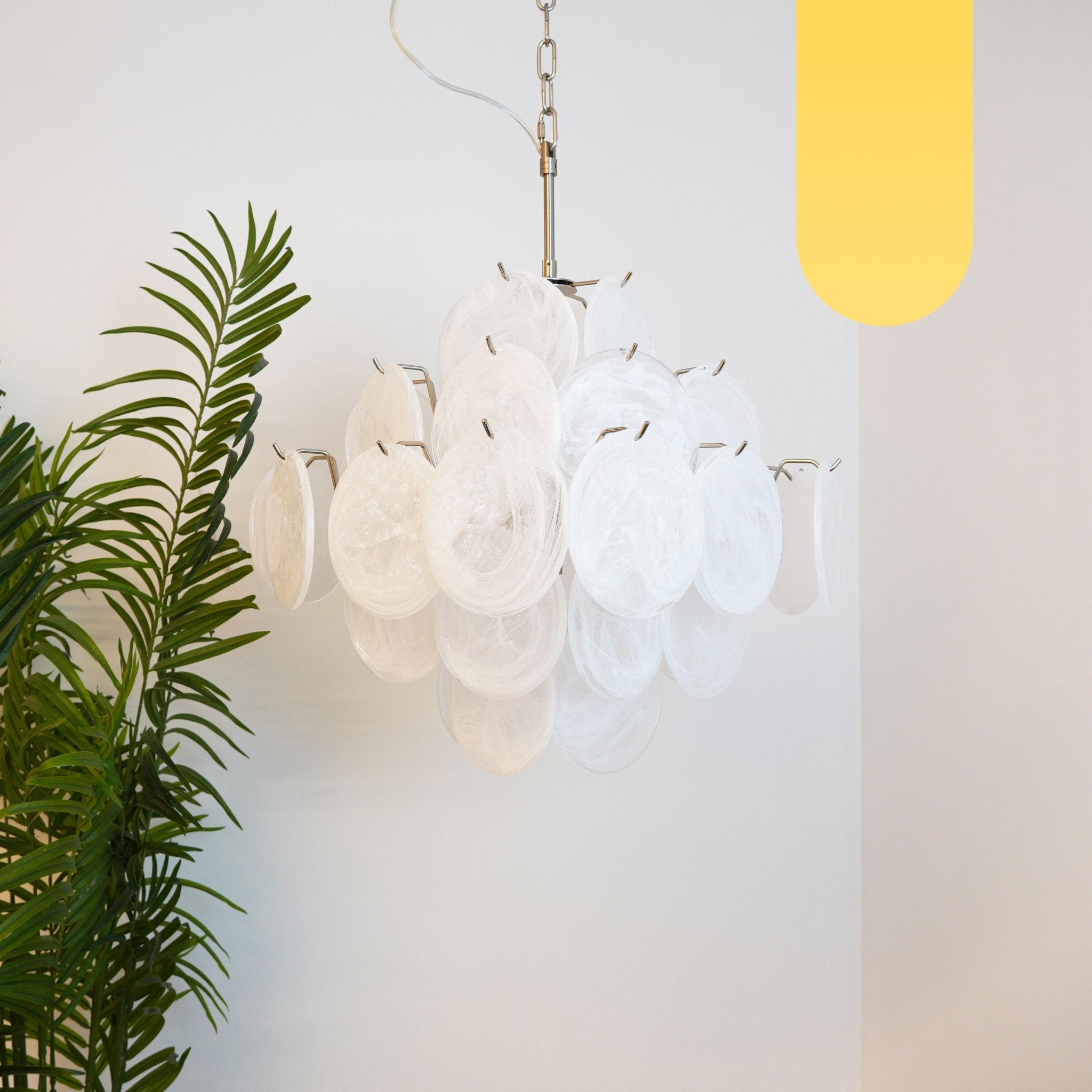 Aurora Chandelier White Murano Glass Disc Cluster