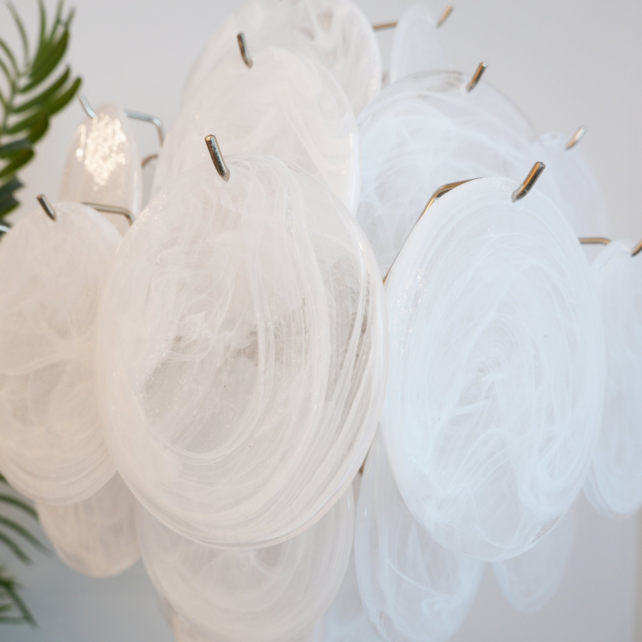 Aurora Chandelier White Murano Glass Disc Cluster