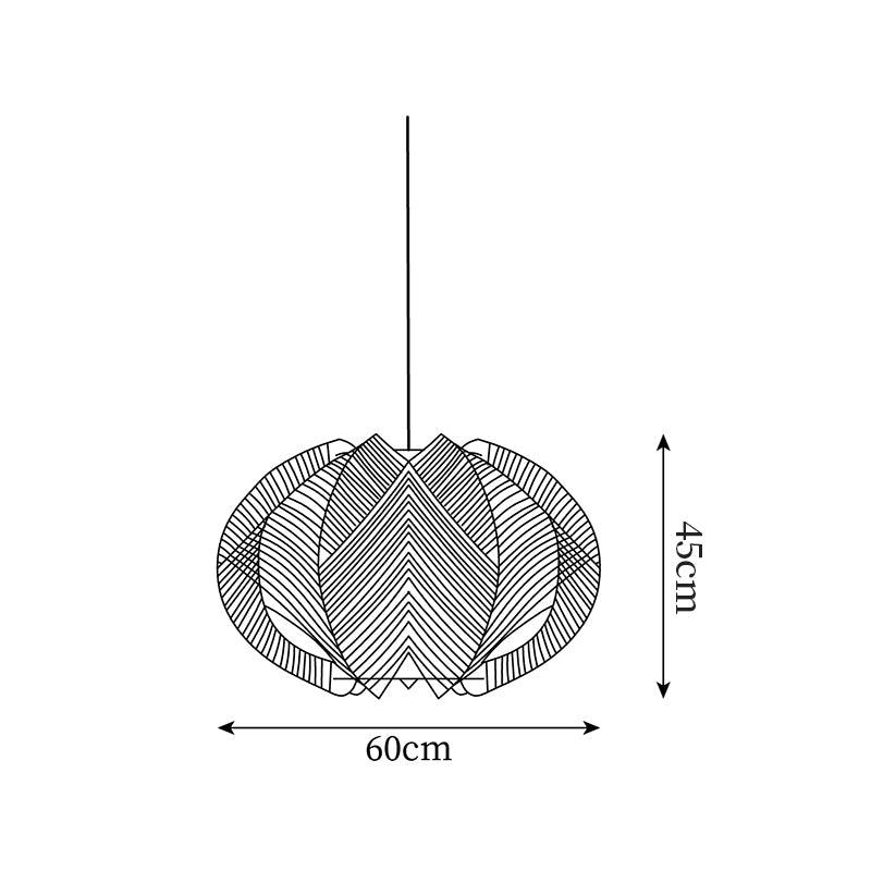 Pendant Light with Fabric Shade, Wooden Frame, and Wire Detail - Neutralighting