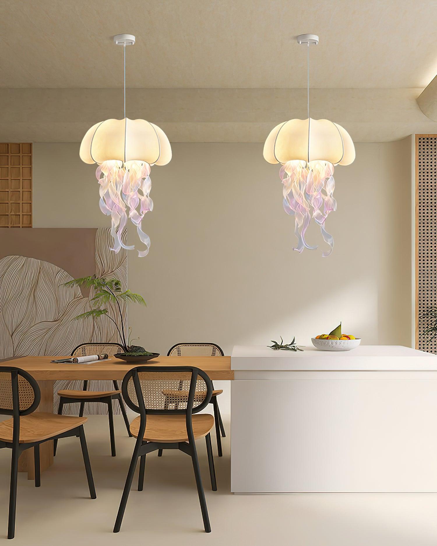 Jellyfish Pendant Light with Iridescent Ribbons - Neutralighting
