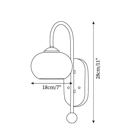 Wall Lamp Metal and Glass Smooth Globe with Wooden Backplate - Neutralighting