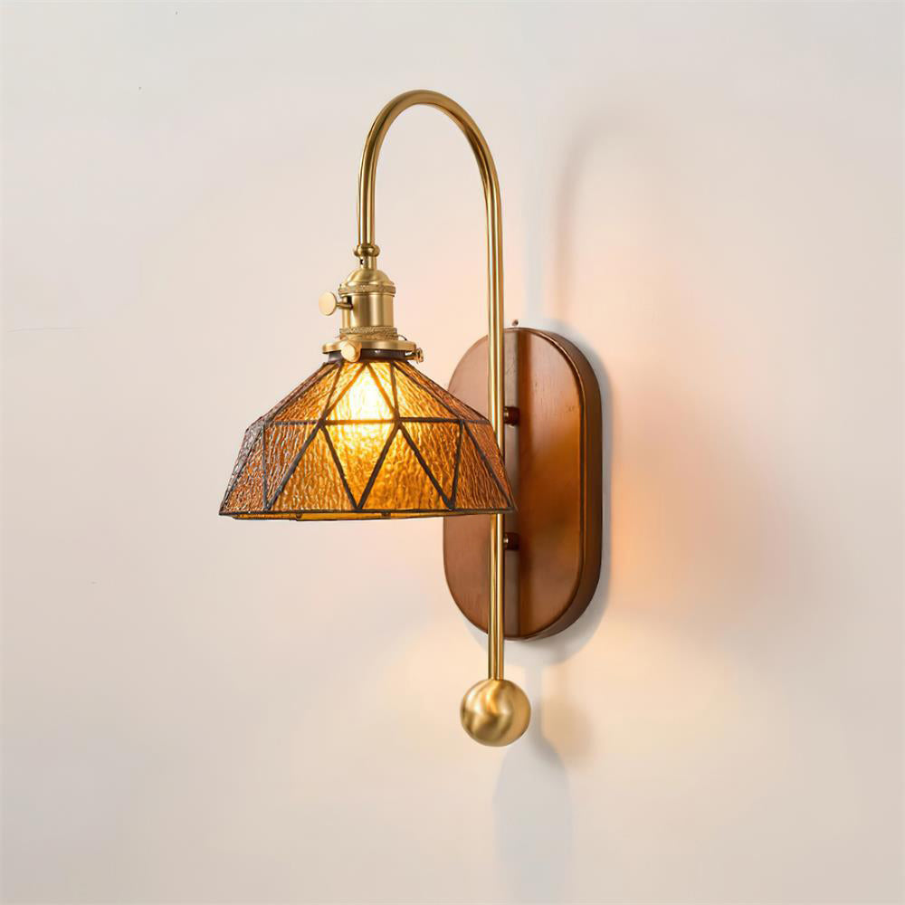 Wall Lamp Metal and Glass Smooth Globe with Wooden Backplate - Neutralighting