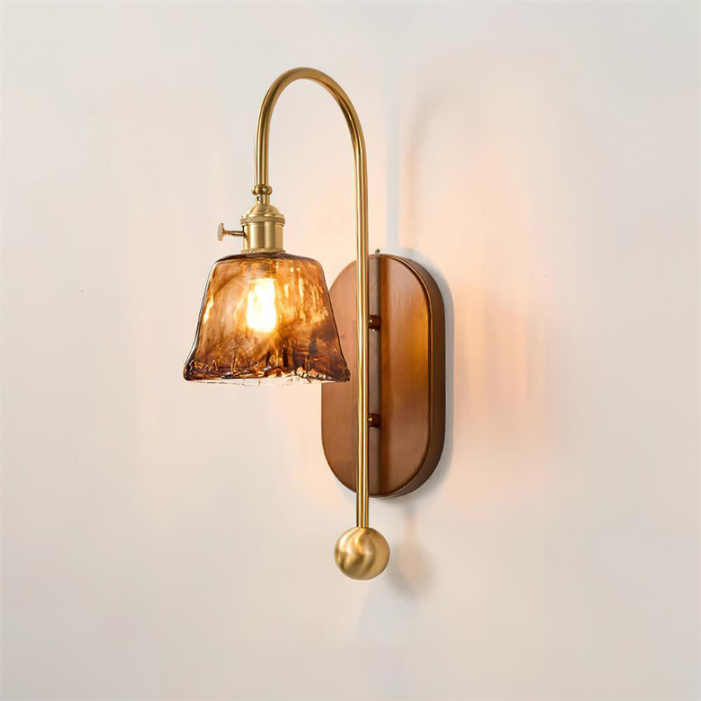 Wall Lamp Metal and Glass Smooth Globe with Wooden Backplate - Neutralighting