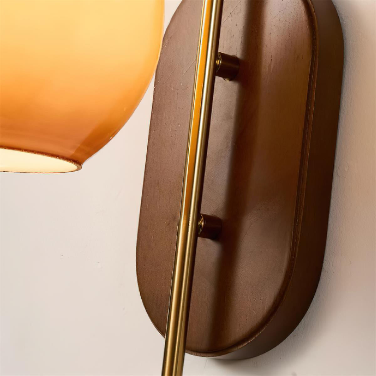Wall Lamp Metal and Glass Smooth Globe with Wooden Backplate - Neutralighting