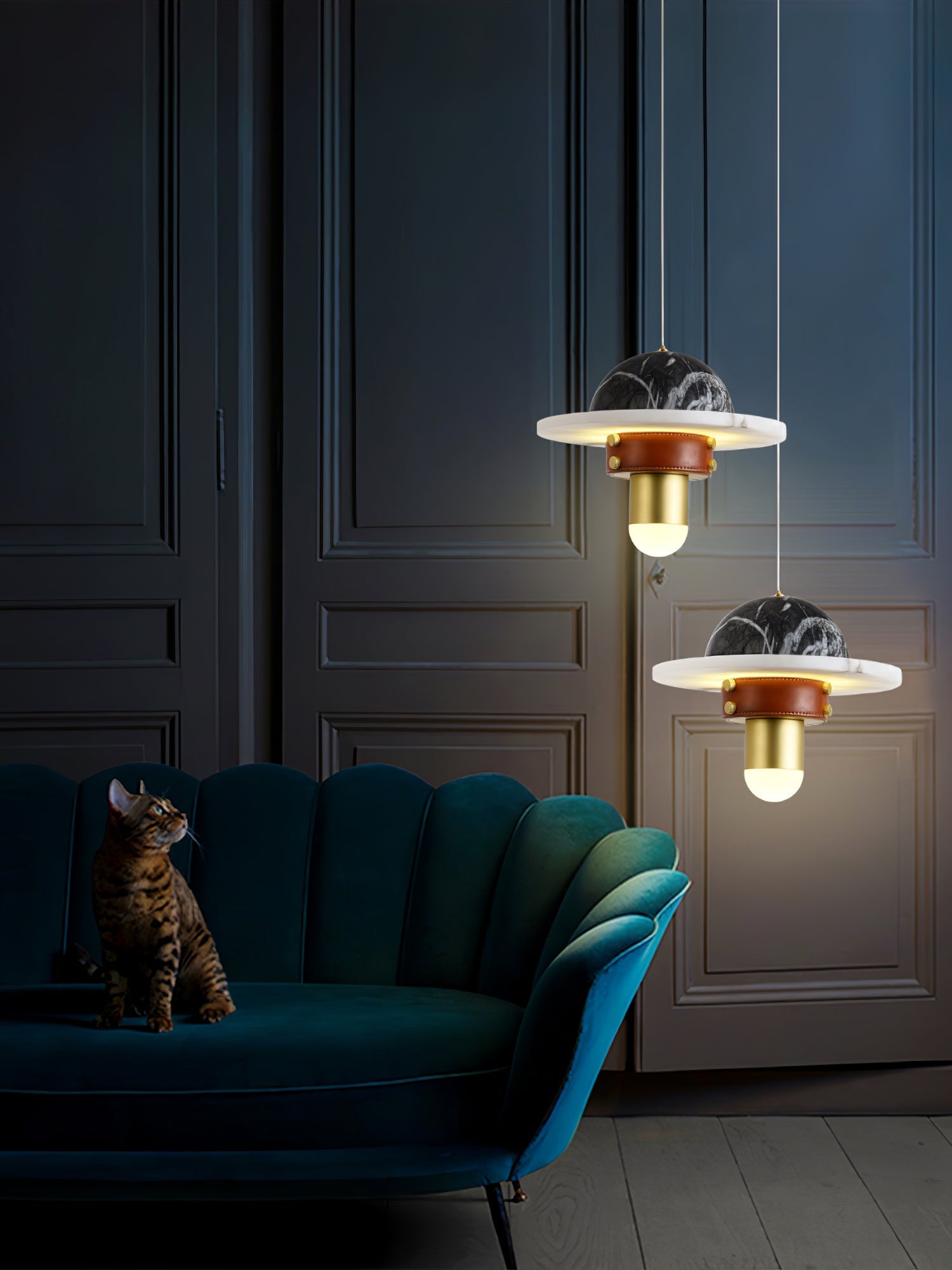 Jutta Pendant Lamp Marble Leather Fusion - Neutralighting