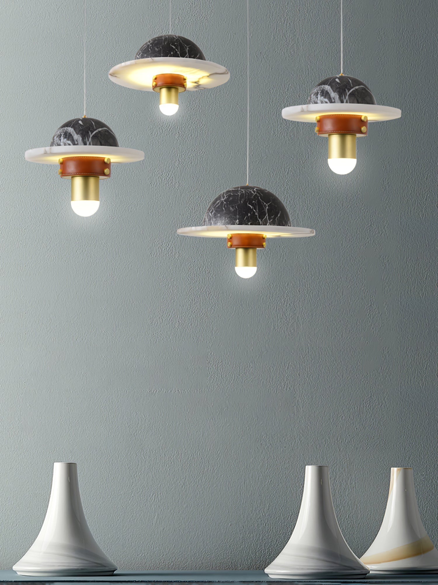 Jutta Pendant Lamp Marble Leather Fusion - Neutralighting