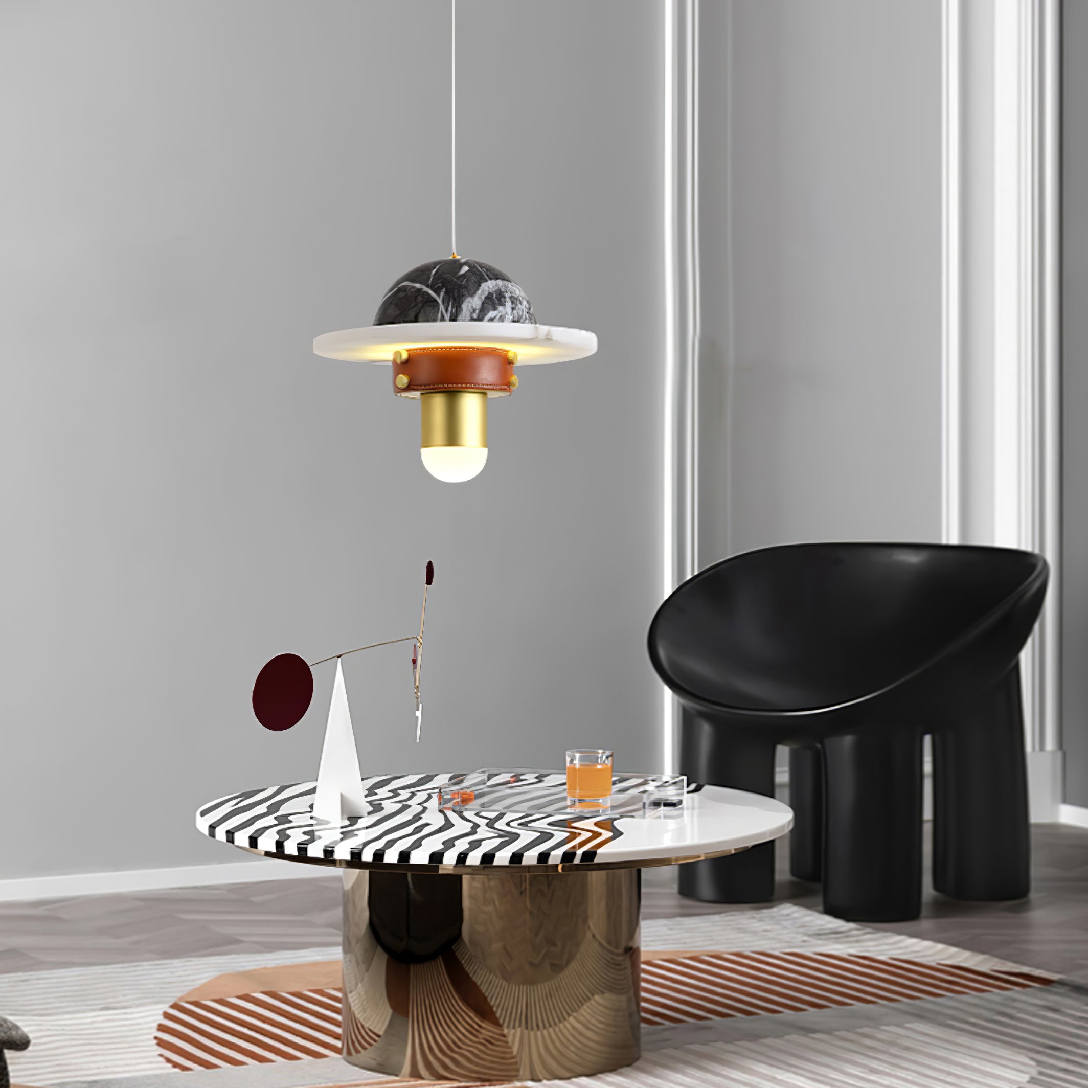 Jutta Pendant Lamp Marble Leather Fusion - Neutralighting