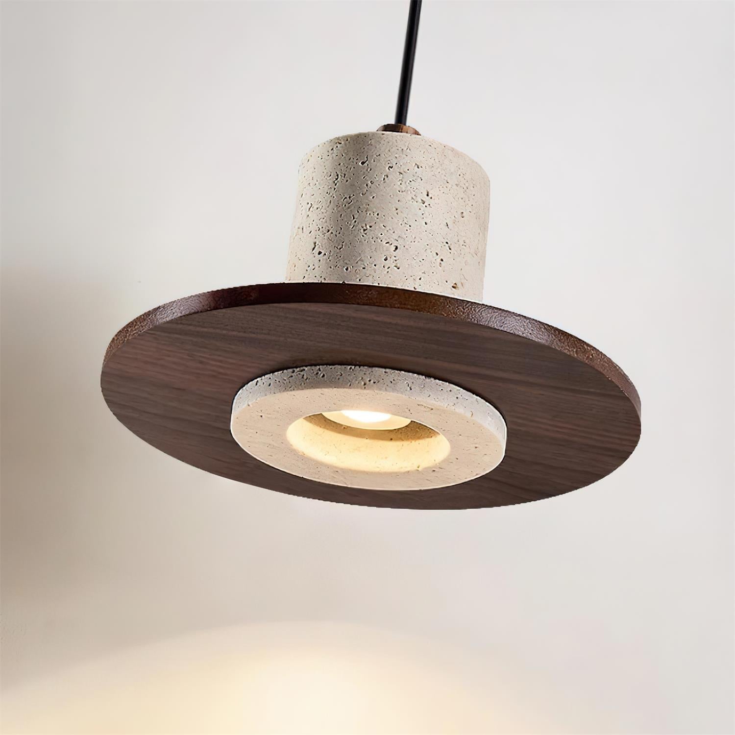 Ritta Travertine Pendant Light Top-hat Shape - Neutralighting