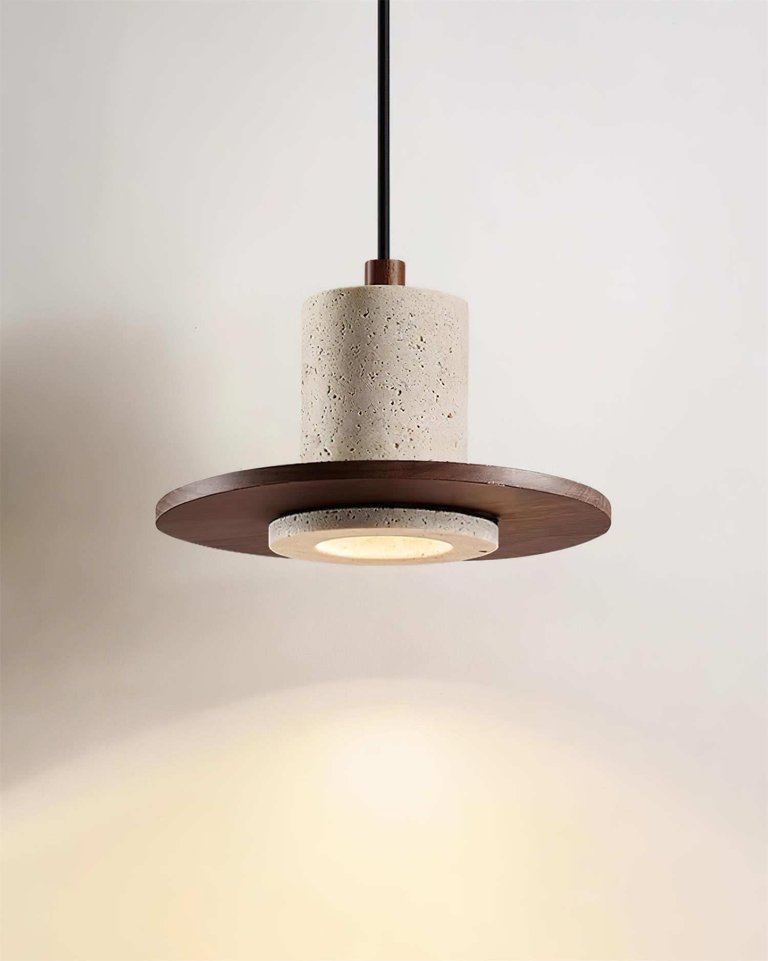 Ritta Travertine Pendant Light Top-hat Shape - Neutralighting