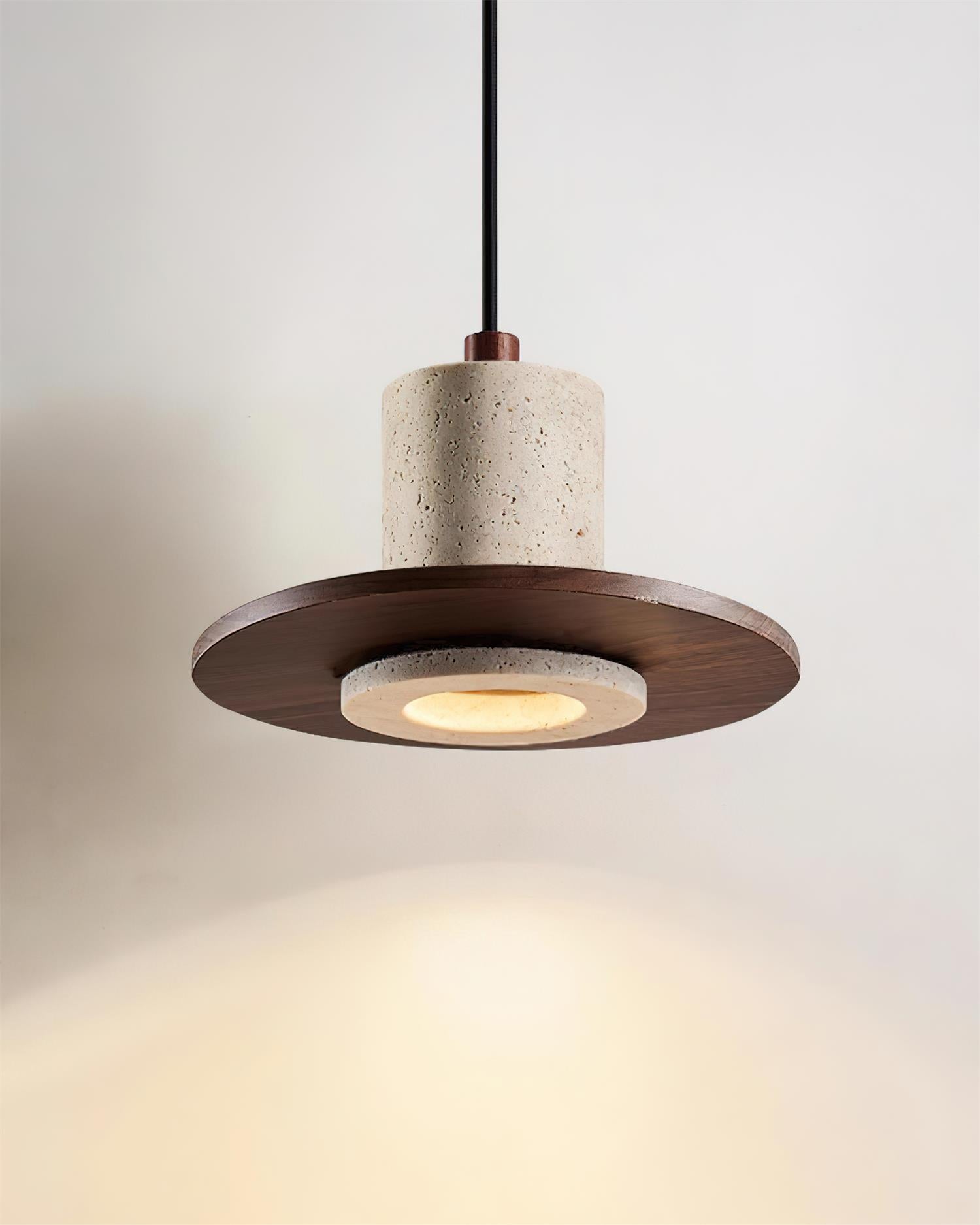 Ritta Travertine Pendant Light Top-hat Shape - Neutralighting
