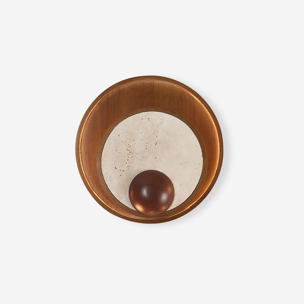 Ritta Wall Lamp Travertine Circular Wooden Frame - Neutralighting