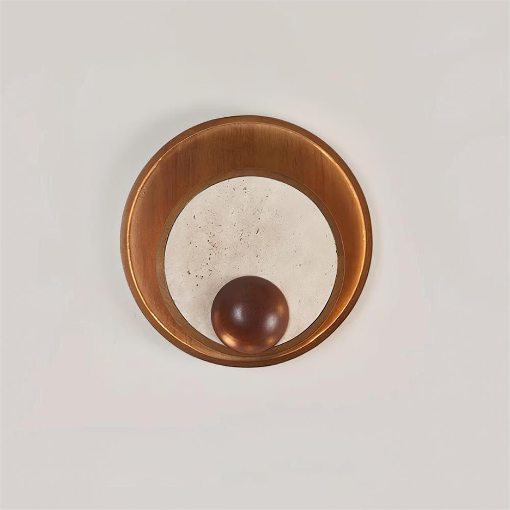 Ritta Wall Lamp Travertine Circular Wooden Frame - Neutralighting