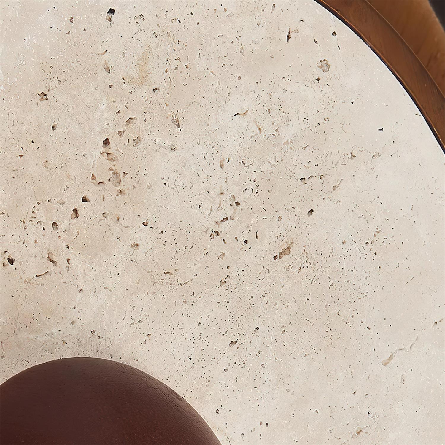 Ritta Wall Lamp Travertine Circular Wooden Frame - Neutralighting