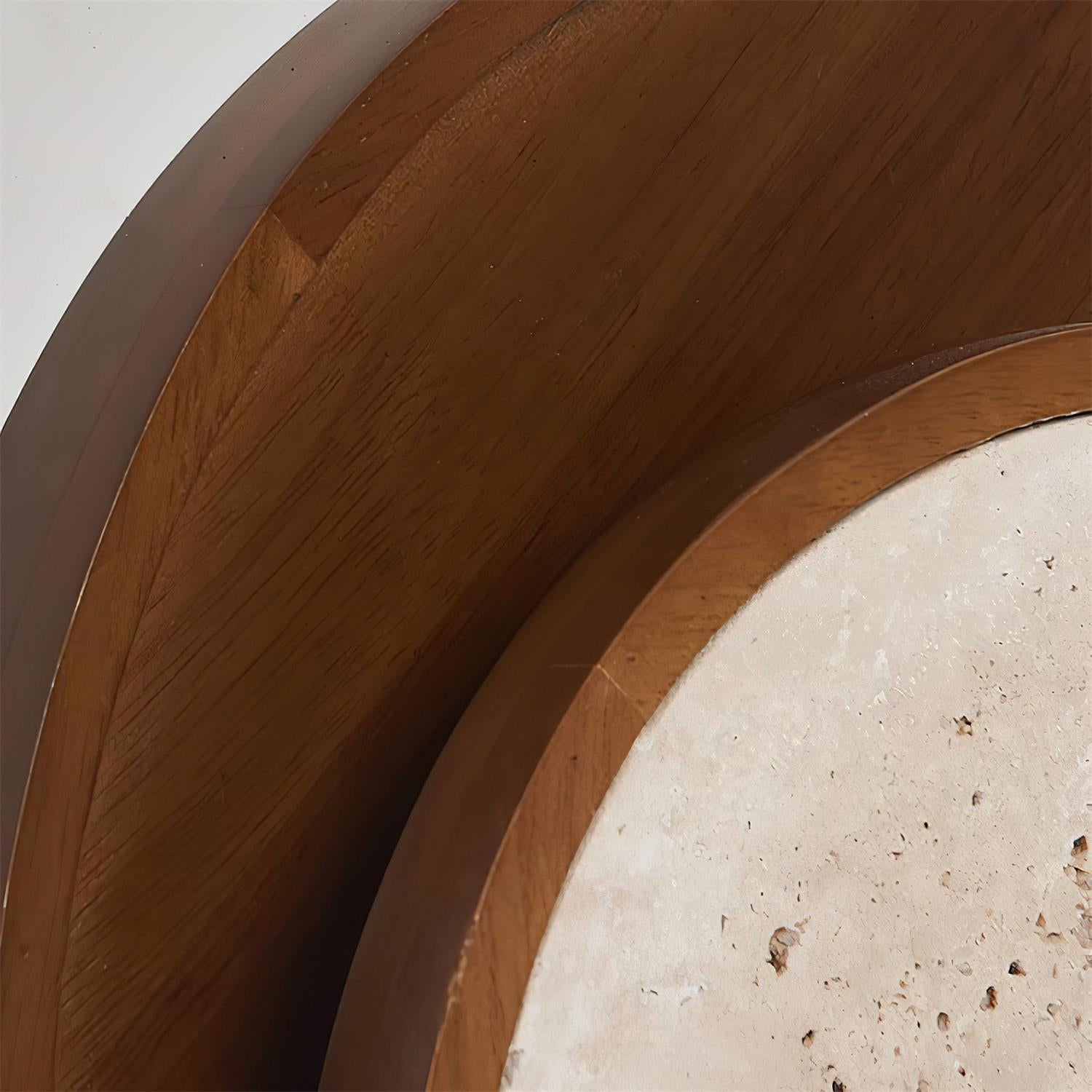 Ritta Wall Lamp Travertine Circular Wooden Frame - Neutralighting