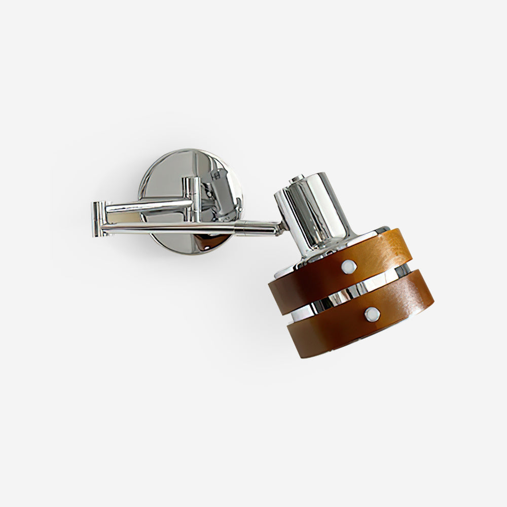 Wall Lamp Metal & Wood Barrel Shade Adjustable Mid-Century - Neutralighting