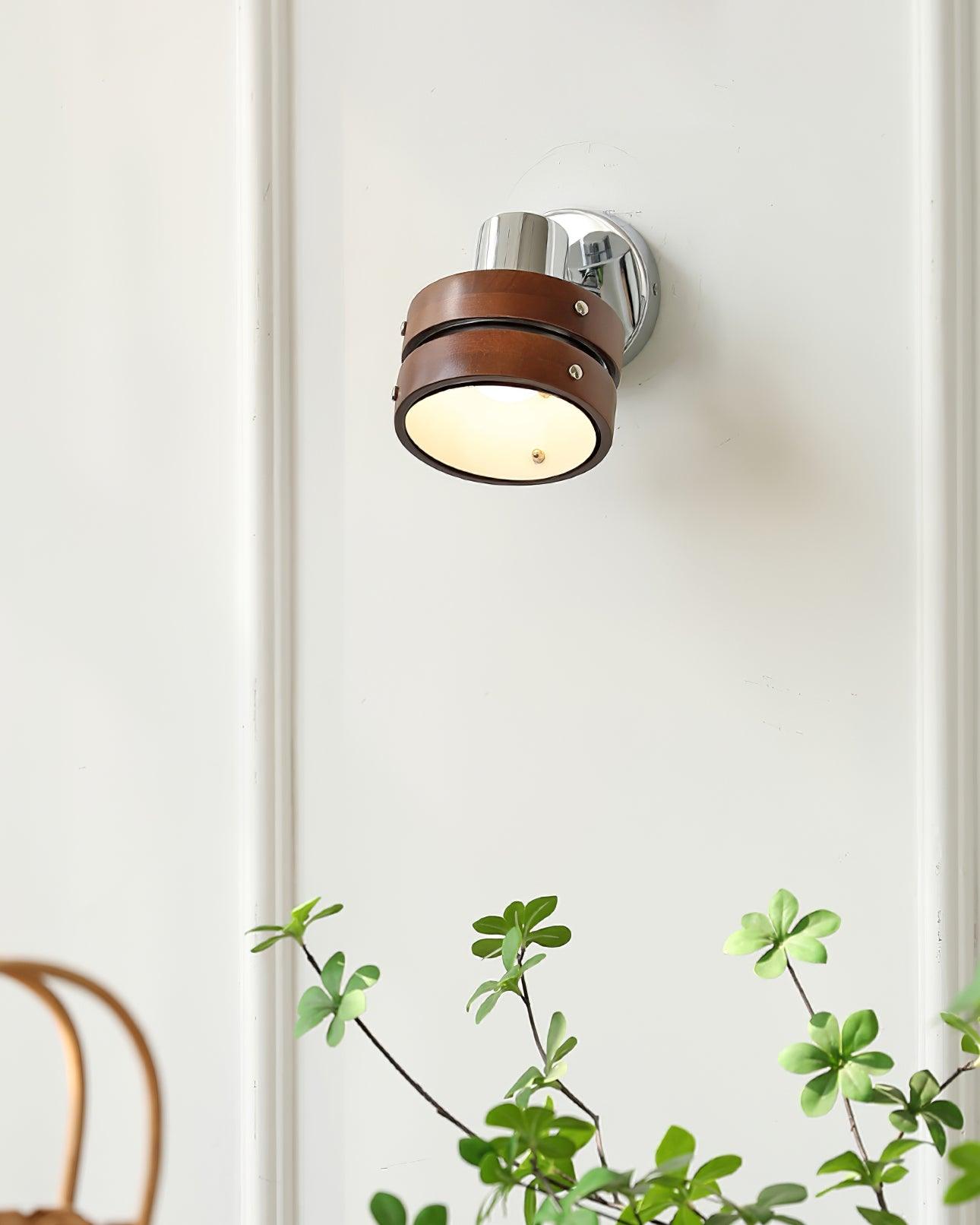 Wall Lamp Metal & Wood Barrel Shade Adjustable Warm Glow - Neutralighting