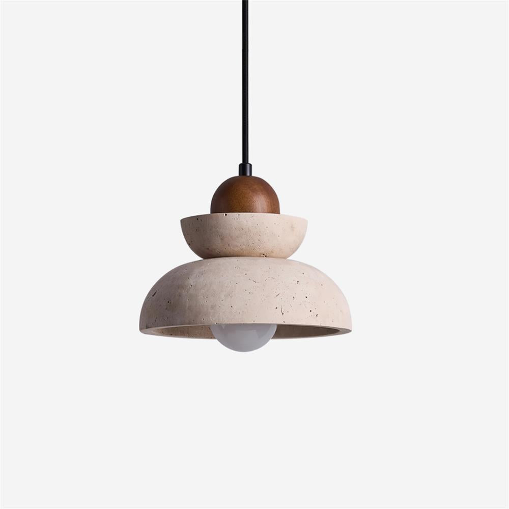 Pendant Lamp Travertine Shade Wood Modern Nordic Beige Walnut - Neutralighting