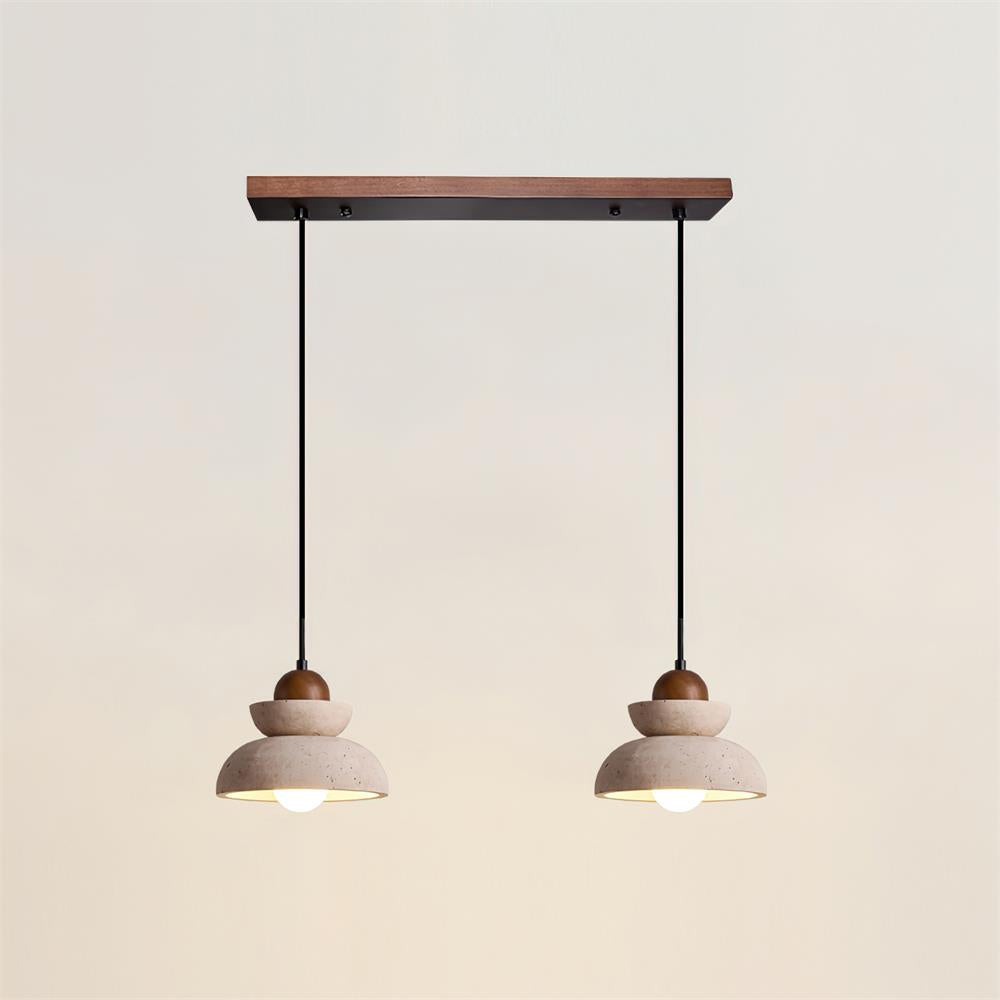 Pendant Lamp Travertine Shade Wood Modern Nordic Beige Walnut - Neutralighting