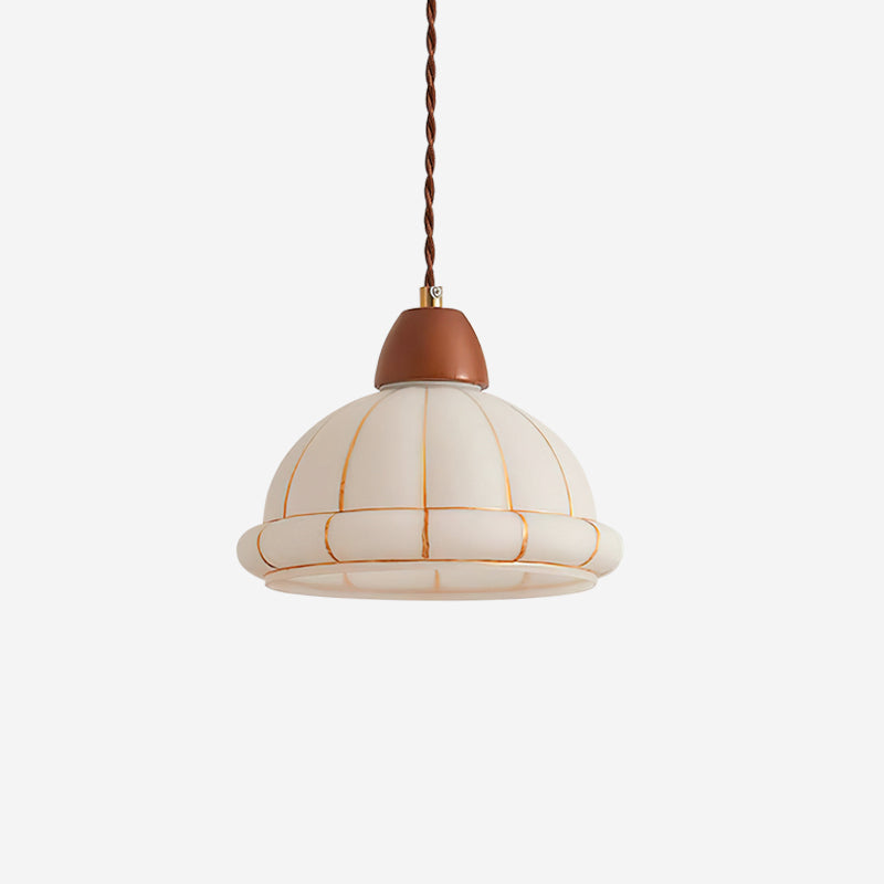 Pendant Lamp Glass Dome Shade Walnut Wood Accent Minimalist - Neutralighting