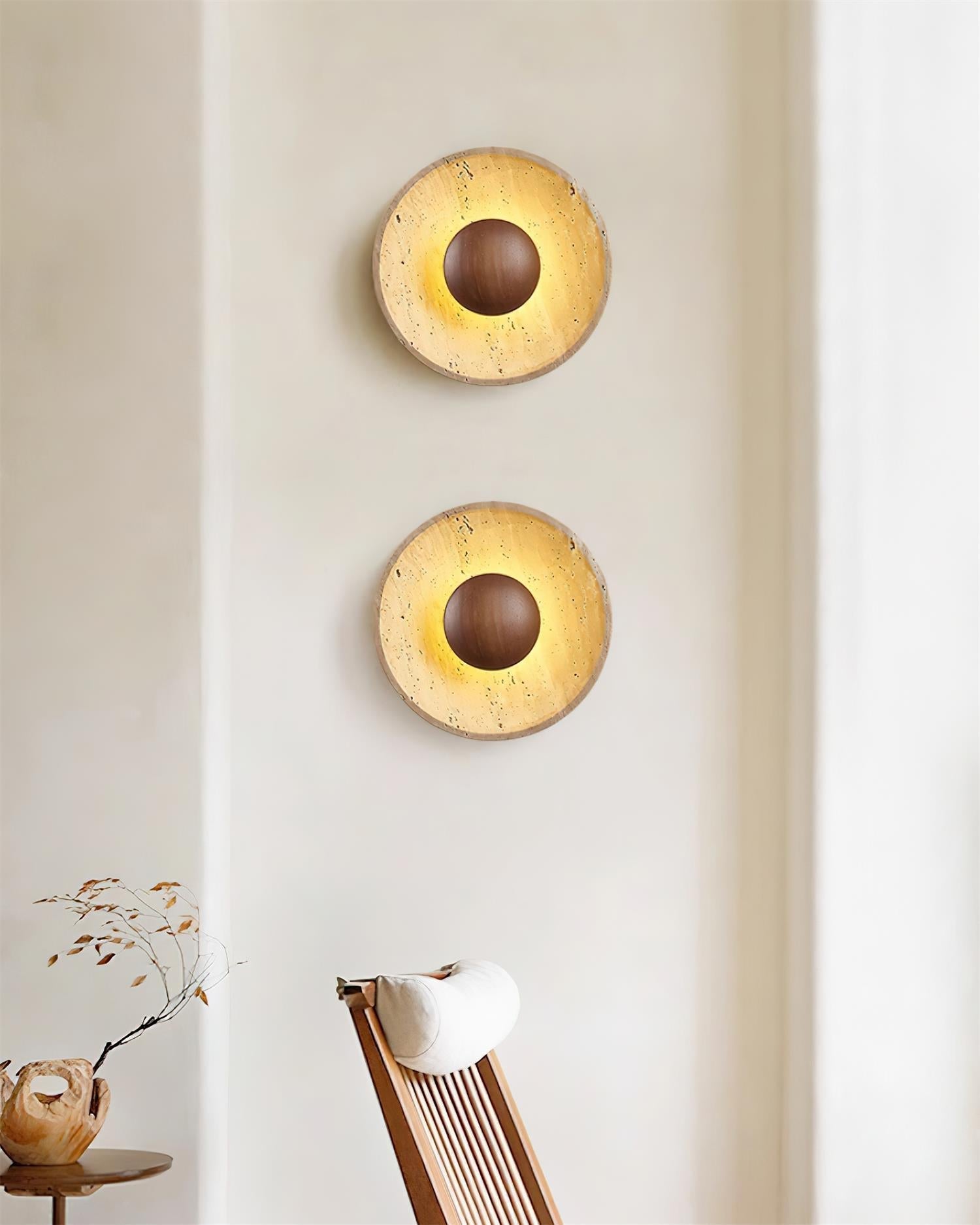 Gionne Wood & Travertine Wall Lamp - Neutralighting