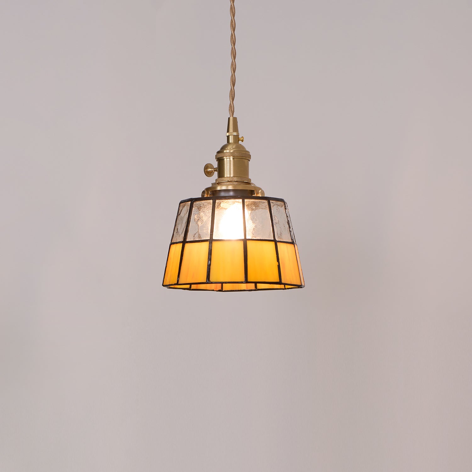Pendant Lamp Stained Glass Shade Vintage Pattern Brass Retro - Neutralighting