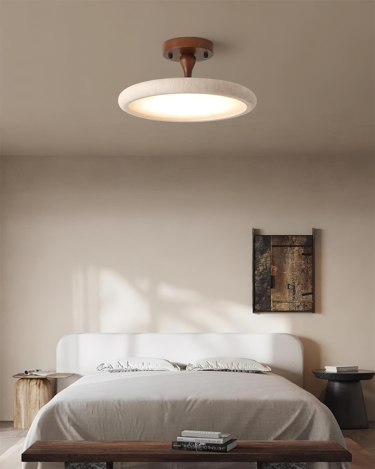 Dovai Travertine Semi Flush Ceiling Light - Neutralighting