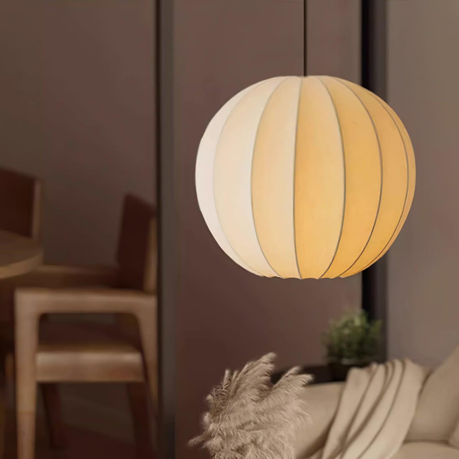 Pendant Light Silk Ribbed Globe Modern Minimalist Ambient Dining - Neutralighting