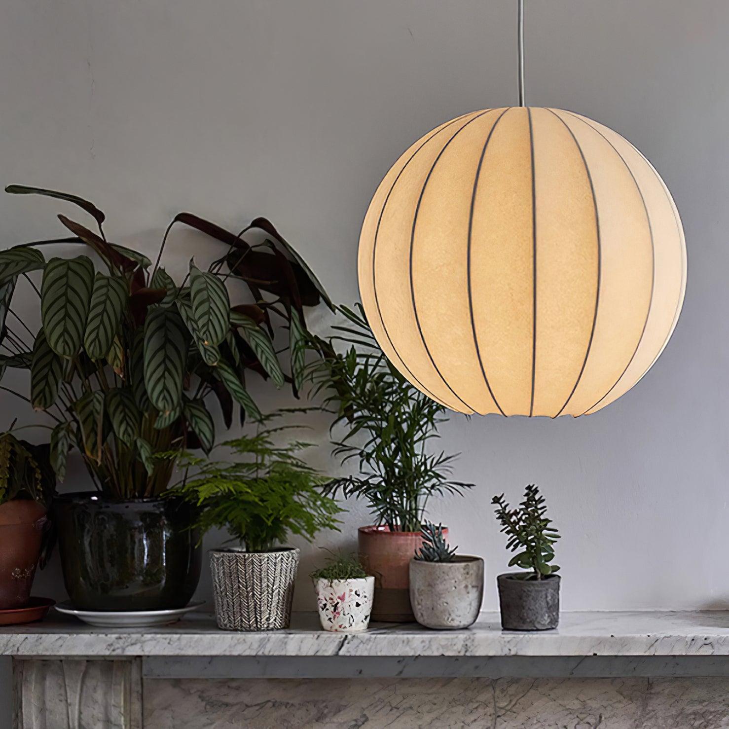 Pendant Light Silk Ribbed Globe Modern Minimalist Ambient Dining - Neutralighting