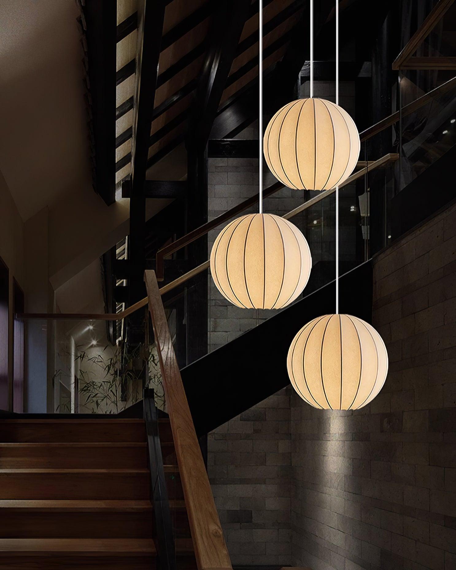 Pendant Light Silk Ribbed Globe Modern Minimalist Ambient Dining - Neutralighting