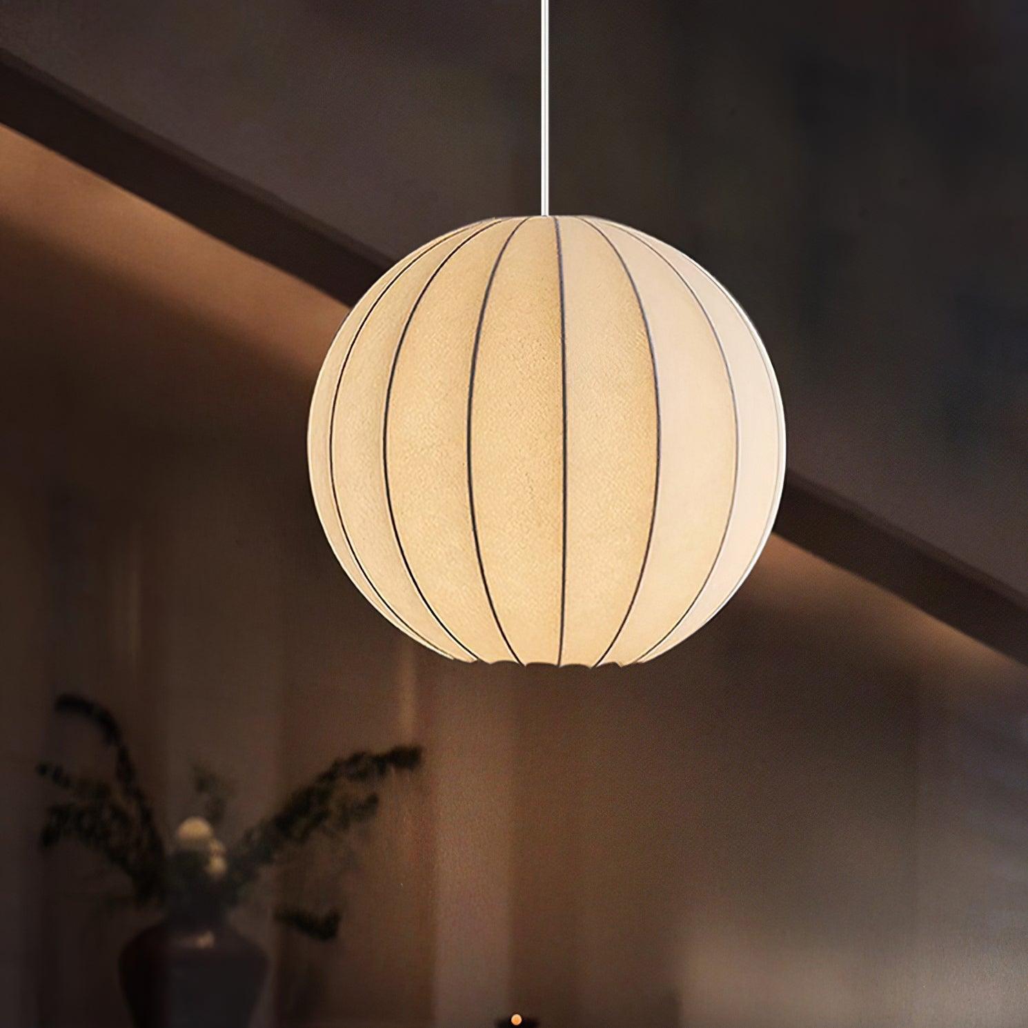 Pendant Light Silk Ribbed Globe Modern Minimalist Ambient Dining - Neutralighting