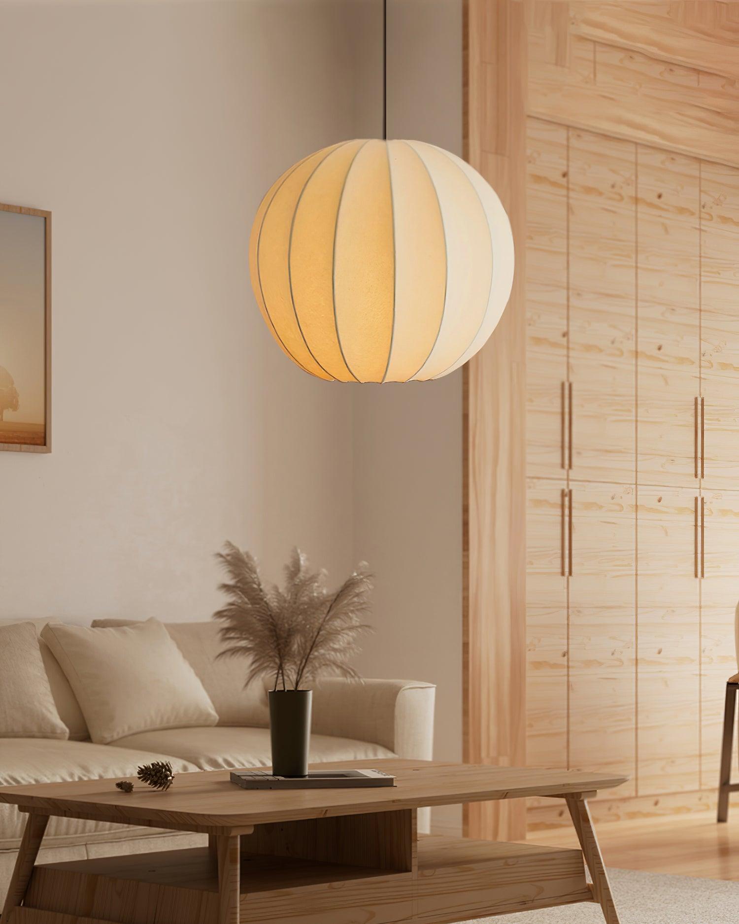 Pendant Light Silk Ribbed Globe Modern Minimalist Ambient Dining - Neutralighting