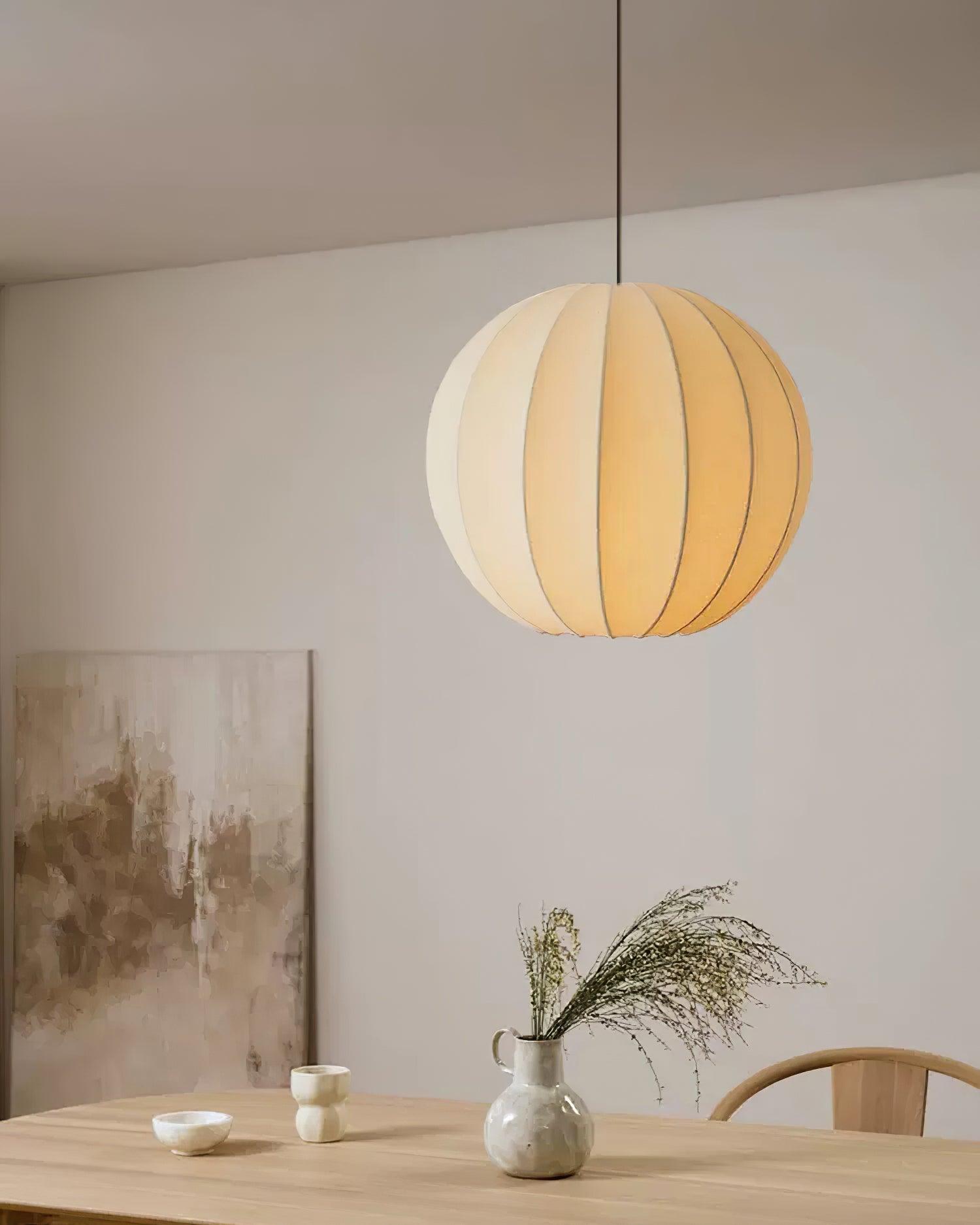 Pendant Light Silk Ribbed Globe Modern Minimalist Ambient Dining - Neutralighting