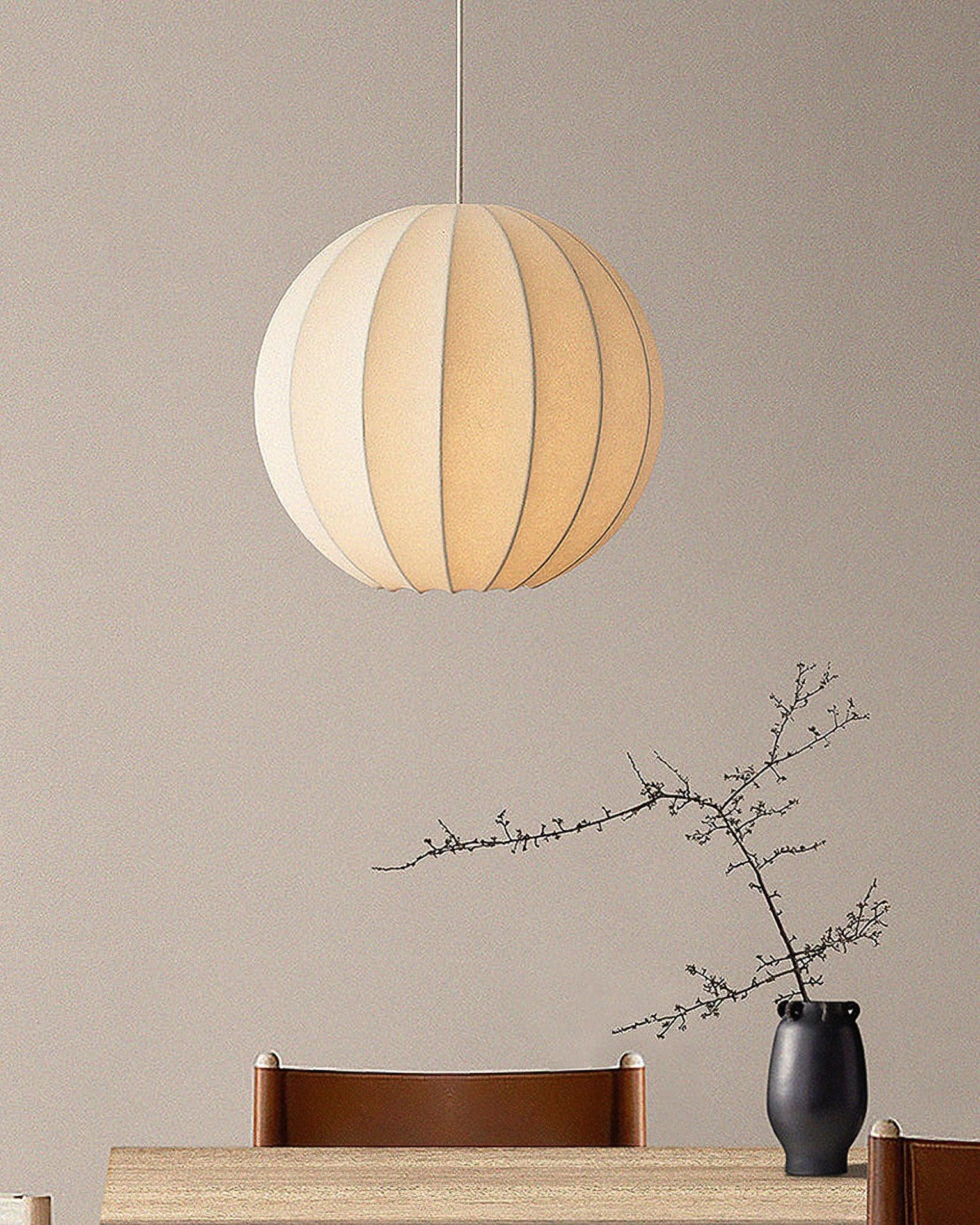 Pendant Light Silk Ribbed Globe Modern Minimalist Ambient Dining - Neutralighting