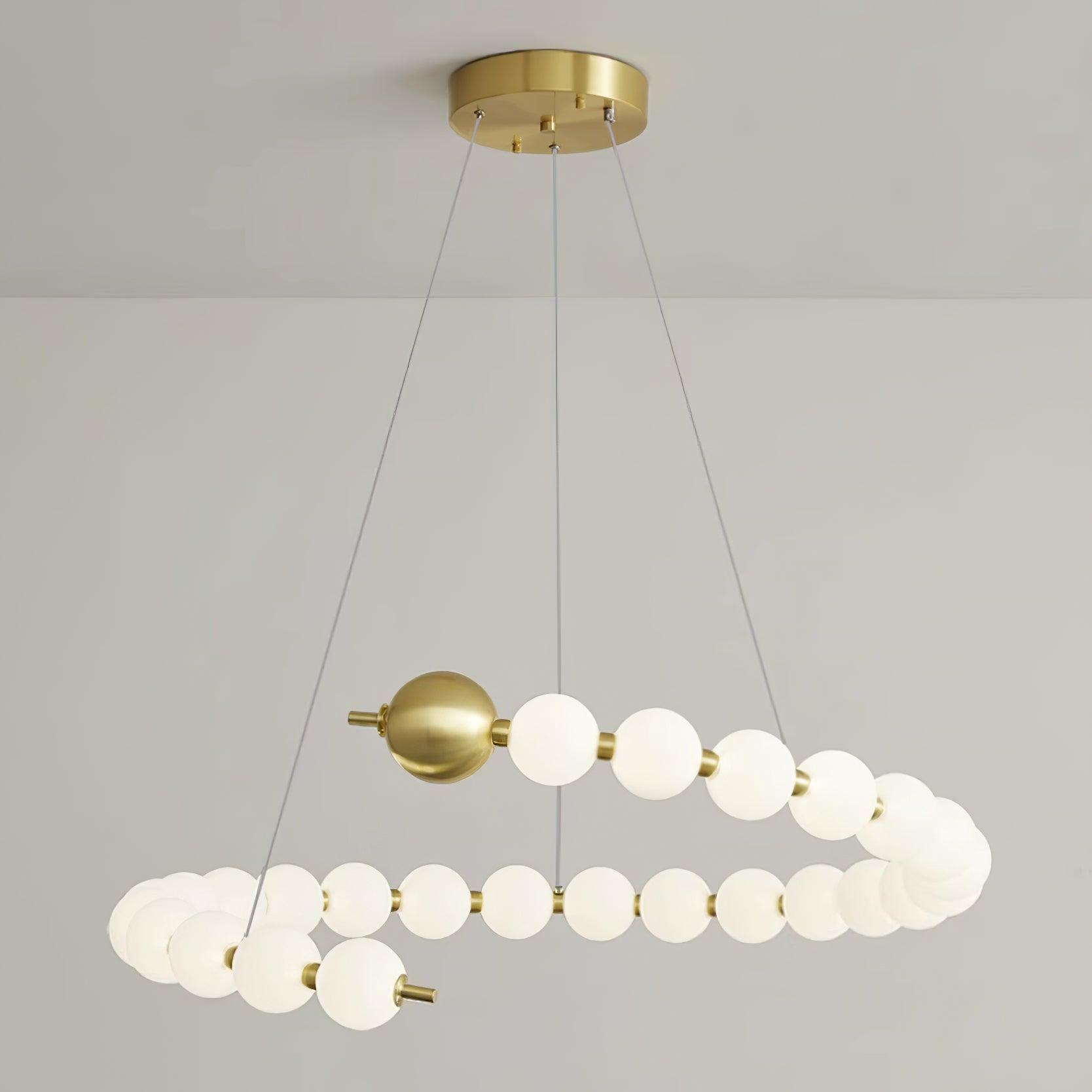Chandelier Brass Ring Acrylic Spheres Modern Minimalist - Neutralighting