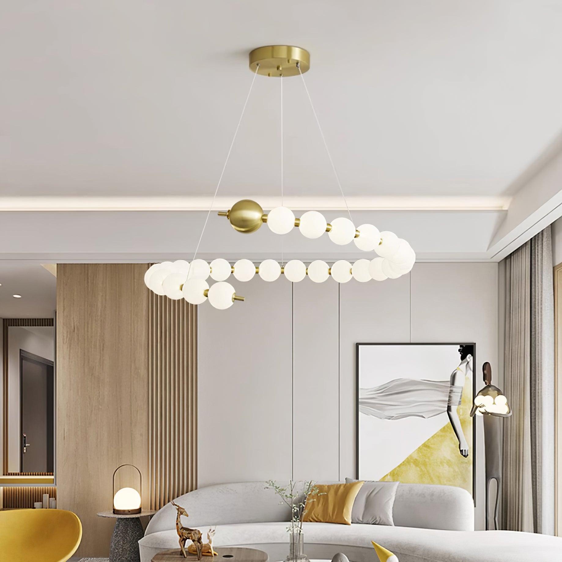 Chandelier Brass Ring Acrylic Spheres Modern Minimalist - Neutralighting