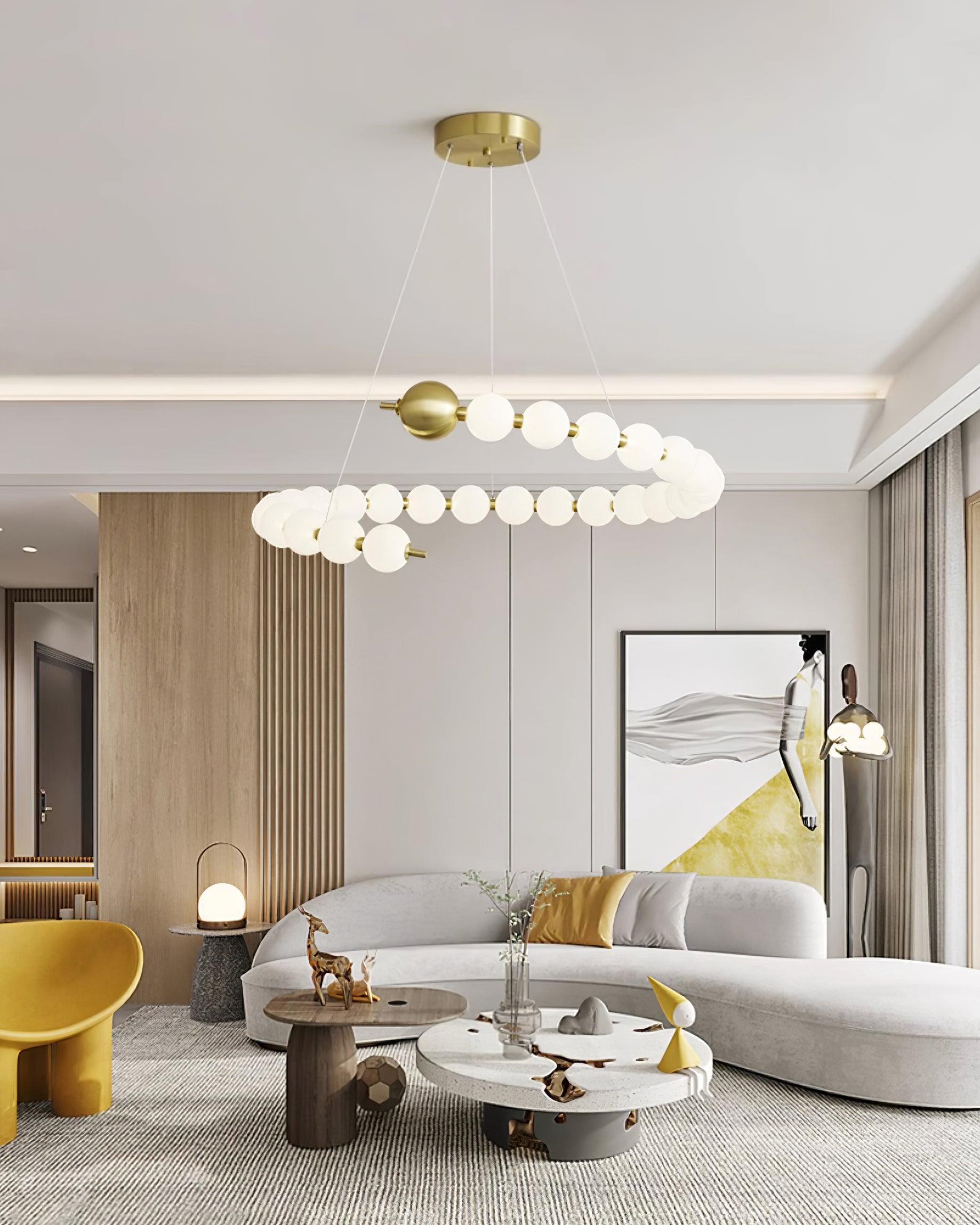 Chandelier Brass Ring Acrylic Spheres Modern Minimalist - Neutralighting