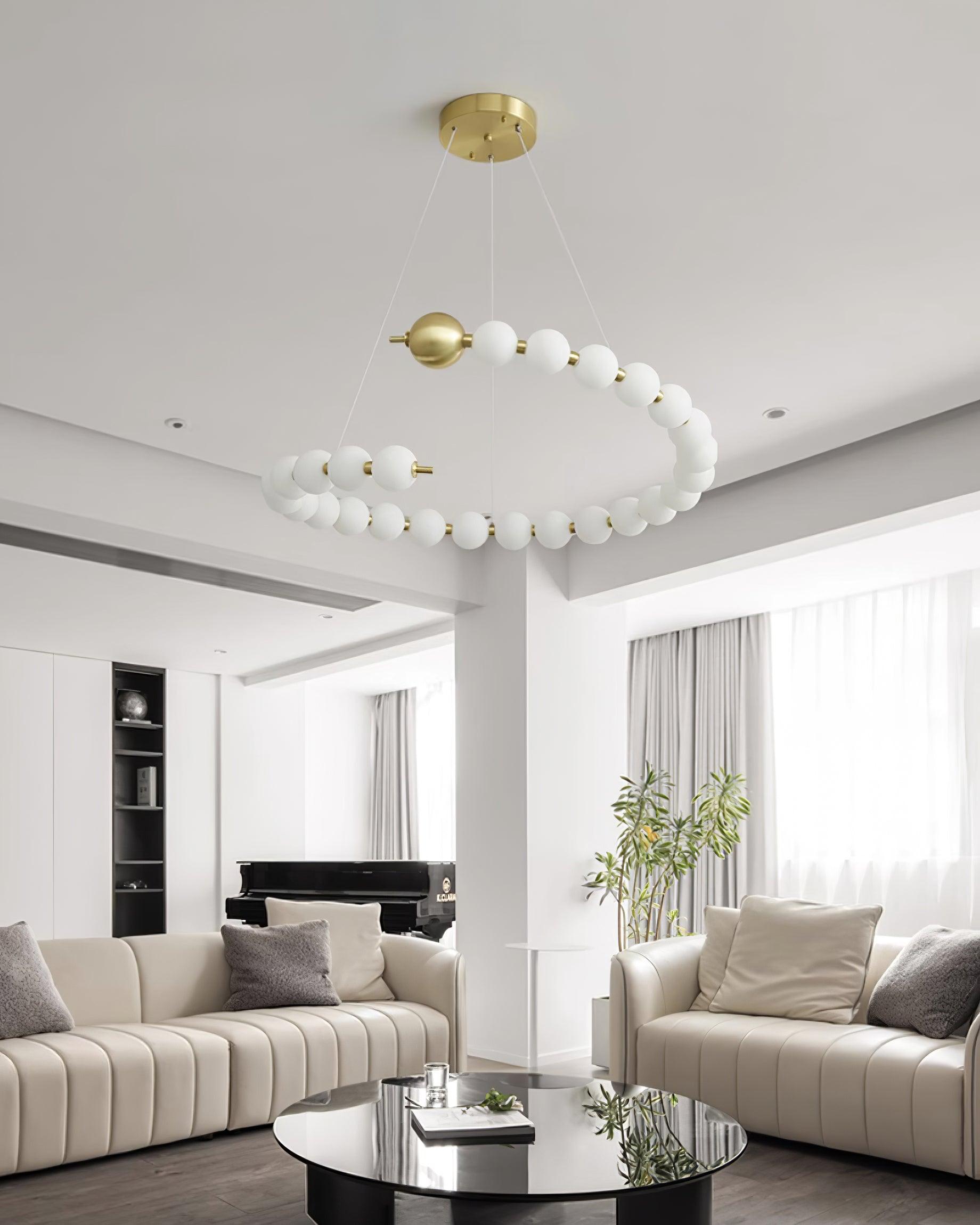 Chandelier Brass Ring Acrylic Spheres Modern Minimalist - Neutralighting