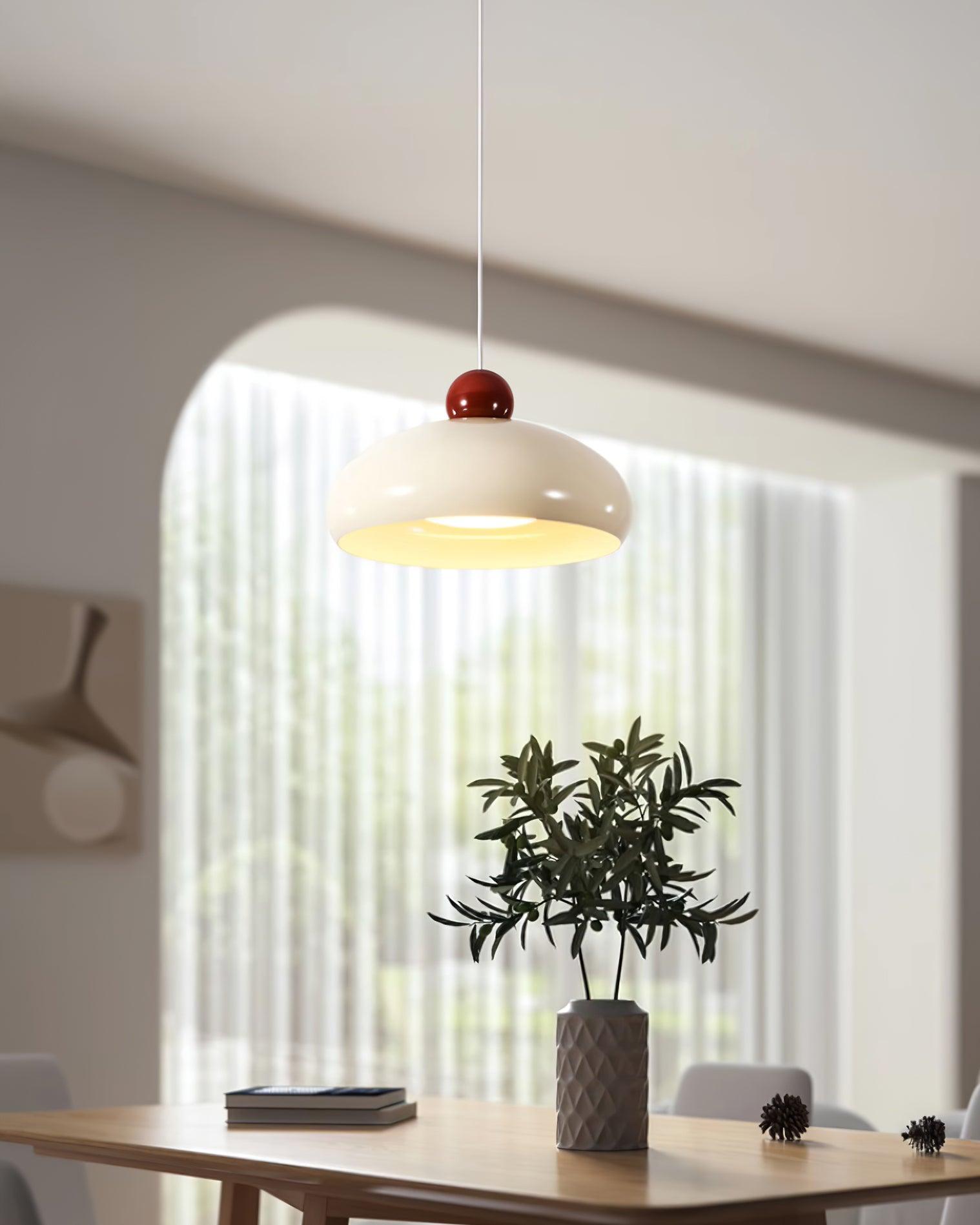 Pendant Light Dome Shade White Red - Neutralighting