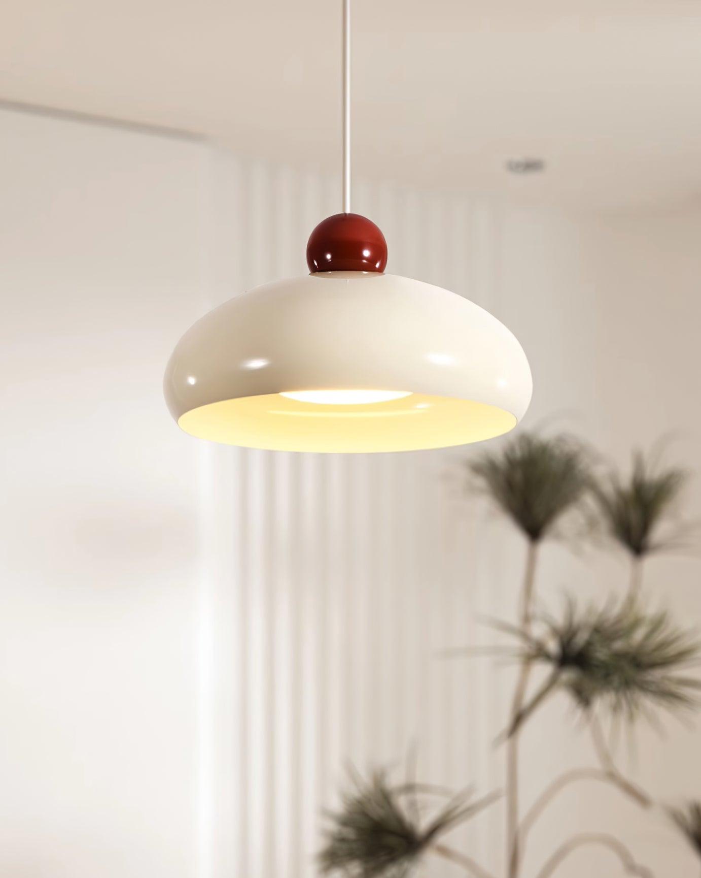 Pendant Light Dome Shade White Red - Neutralighting