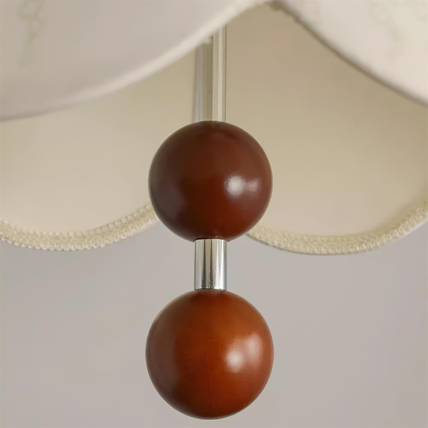 Pendant Lamp Fabric Shade Wood Accents Vintage for Living Room - Neutralighting