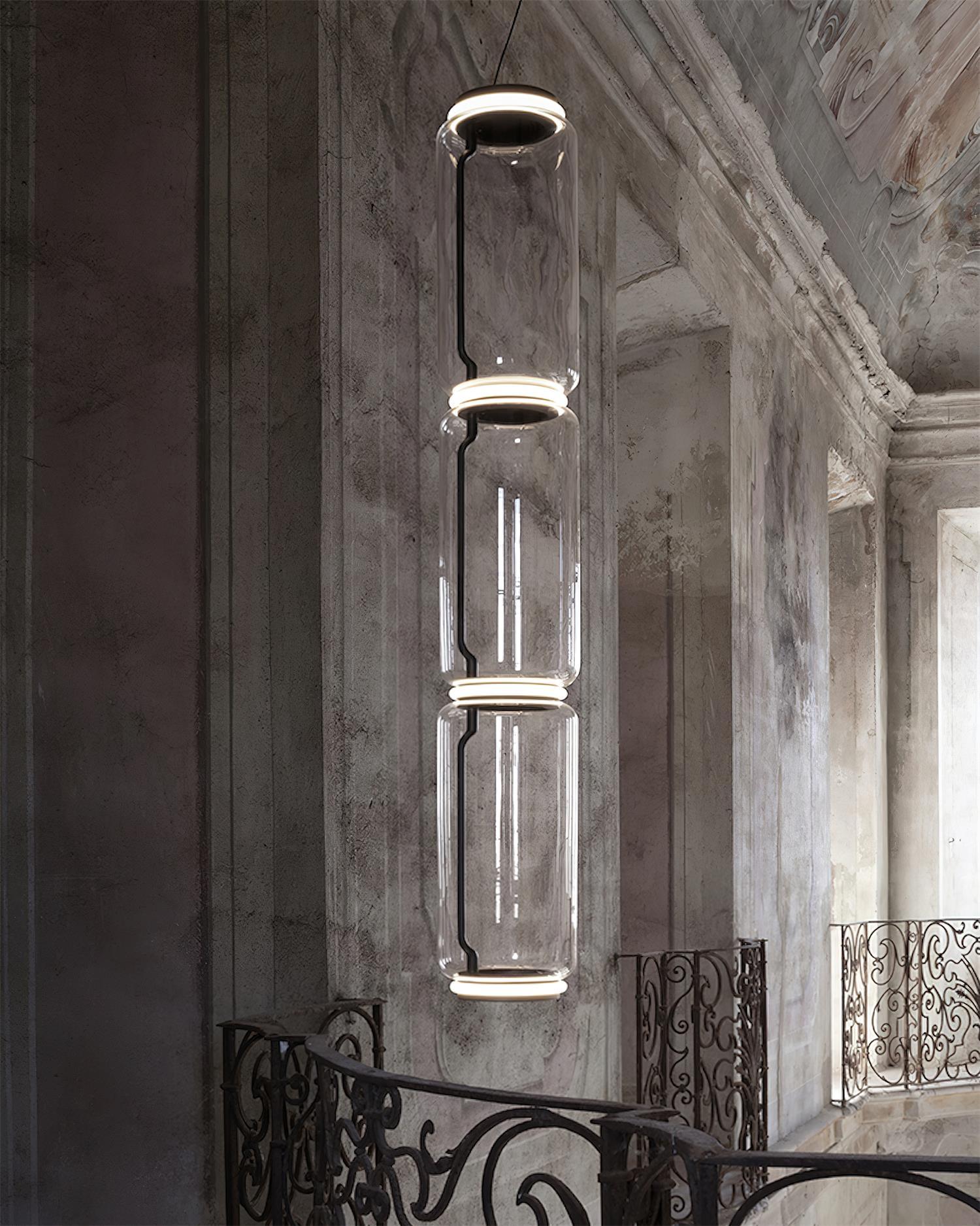 Virelo Stacked Glass Cylinder Pendant Light - Neutralighting