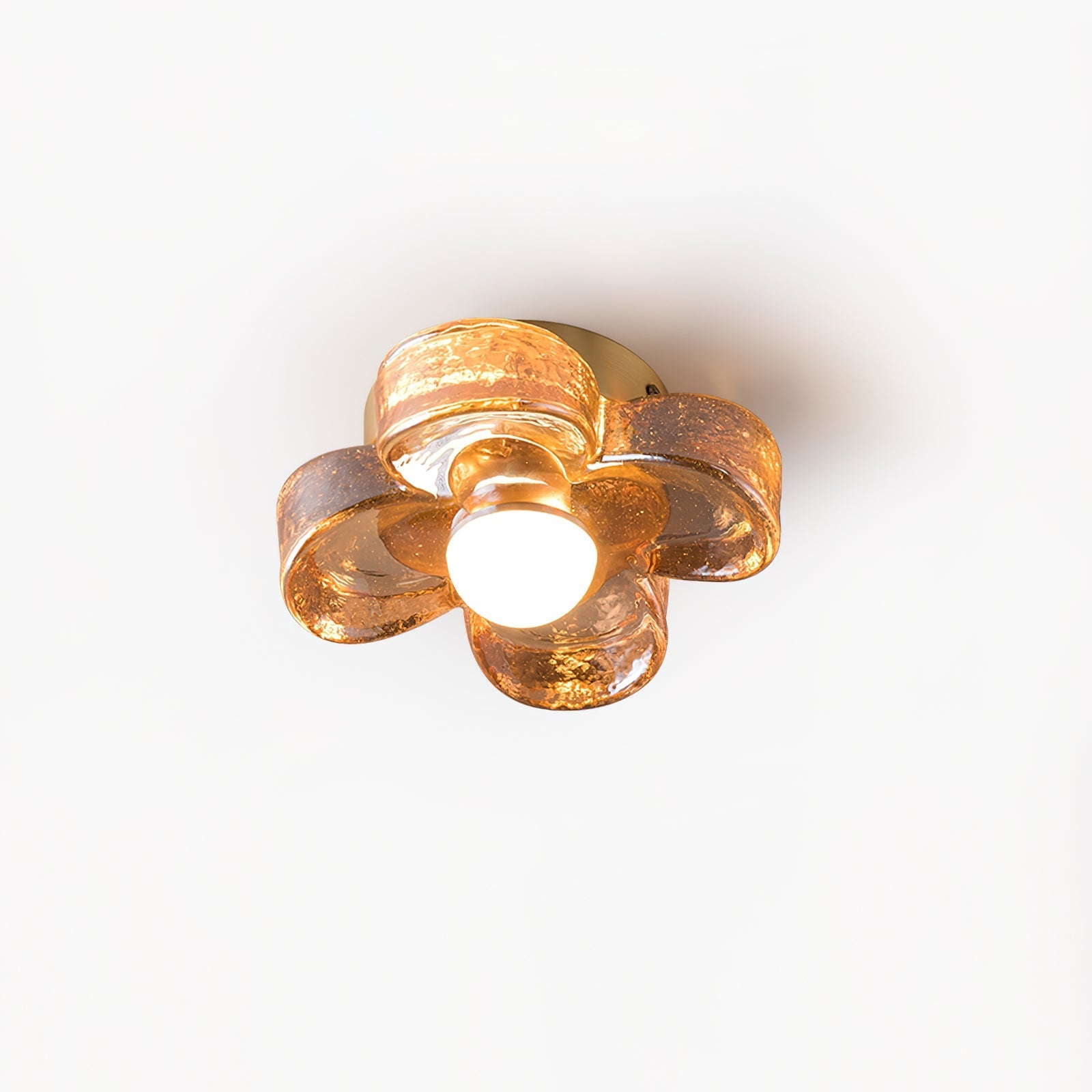 Ceiling Lamp with Amber Glass Clover Petals and Brass Scandi - Neutralighting