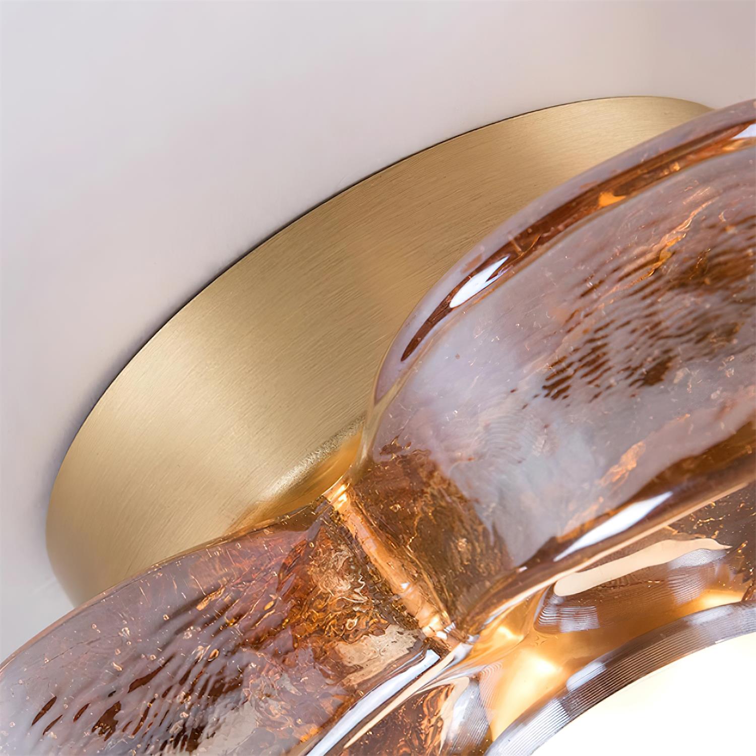 Ceiling Lamp with Amber Glass Clover Petals and Brass Scandi - Neutralighting