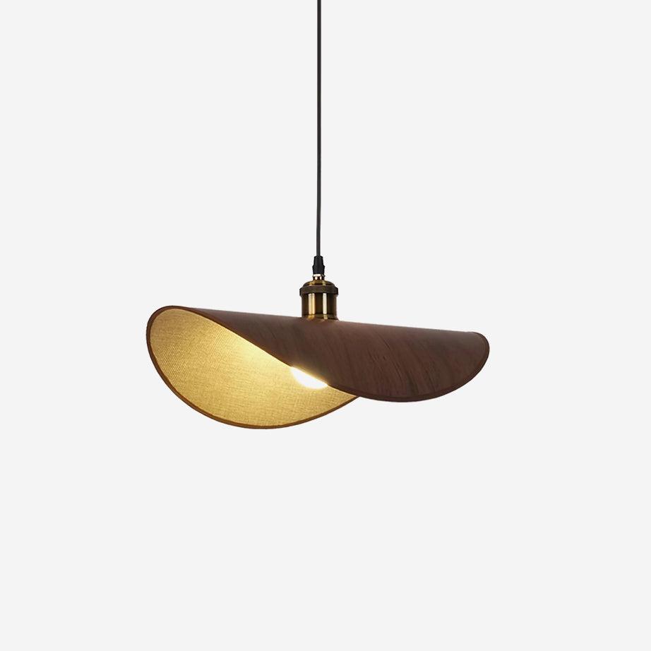 Pendant Lamp Linen Fabric Shade Wood - Neutralighting