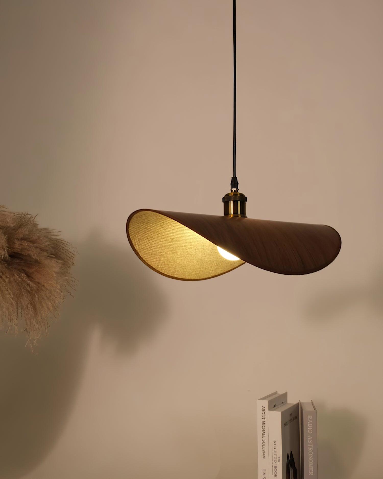 Pendant Lamp Linen Fabric Shade Wood - Neutralighting