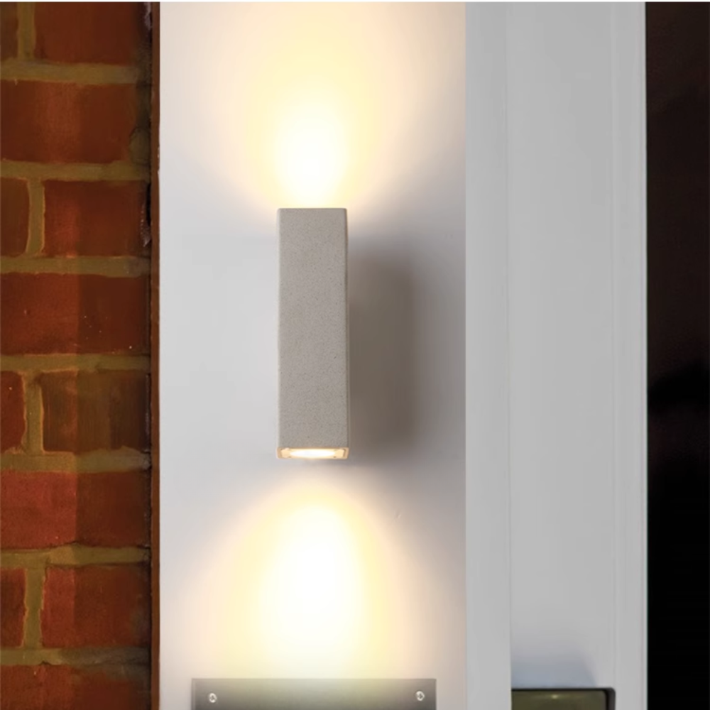 Ray Minimalist Cement Square Outdoor Wall Lamp, White - Neutralighting