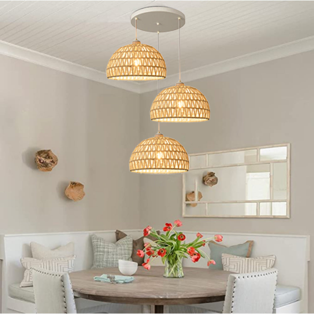 Ritta Boho Retro LED Pendant Light Wood Rattan Bedroom/Restaurant - Neutralighting